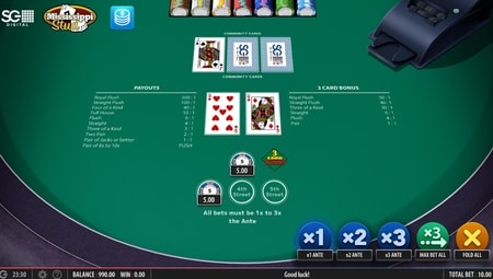 mississipi stud poker screenshot met hole card